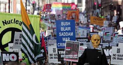 Protests in US, Europe as Bush defends war