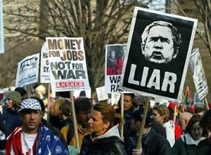 Protests in US, Europe as Bush defends war