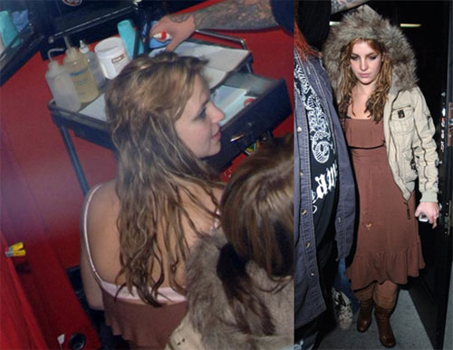 Tuesday night in Studio City tattoo parlor, Britney was accompanied by her 