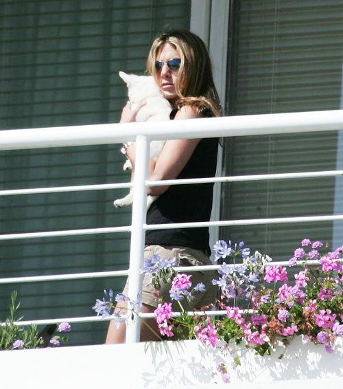 Jennifer Aniston's new pet pooch Jennifer Aniston looks on the bright side