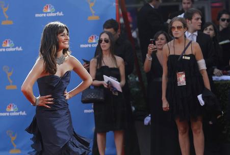 Lea Michele arrives at the 62nd annual Primetime Emmy Awards in Los Angeles