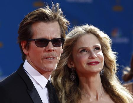 Kevin Bacon and wife Kyra Sedgwick arrive at the 62nd annual Primetime Emmy Awards in Los Angeles