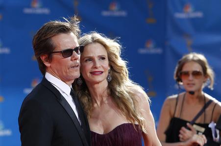 Kevin Bacon and wife Kyra Sedgwick arrive at the 62nd annual Primetime Emmy Awards in Los Angeles