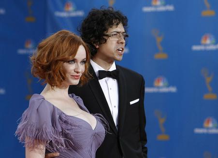Christina Hendricks pose at the 62nd annual Primetime Emmy Awards in Los Angeles