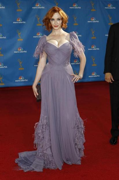 Christina Hendricks pose at the 62nd annual Primetime Emmy Awards in Los Angeles