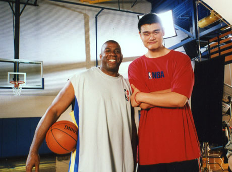 Yaoming & Earvin Johnson 2004 PSA picture