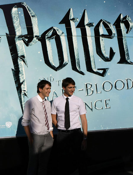 Actors James and Oliver Phelps pose on 