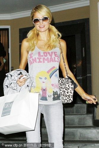 Paris Hilton shopping in Hollywood
