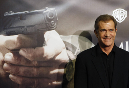 Mel Gibson at premiere of film Edge of Darkness in Madrid