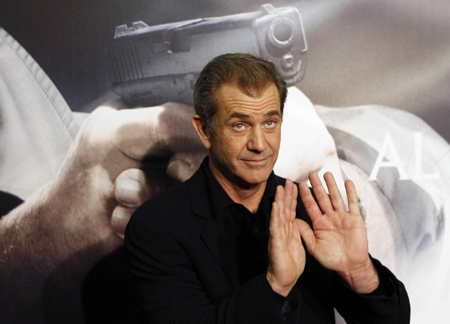 Mel Gibson at premiere of film Edge of Darkness in Madrid