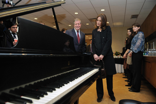 French First Lady Carla Bruni-Sarkozy visits a Knowledge is Power Program (KIPP) school