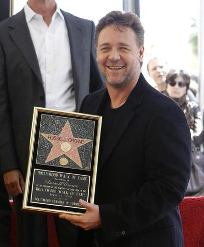 Russell Crowe honored with a star on the Walk of Fame in Hollywood