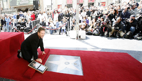 Russell Crowe honored with a star on the Walk of Fame in Hollywood