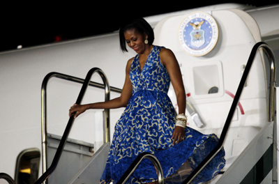 Michelle Obama arrives at Benito Juarez International Airport in Mexico City