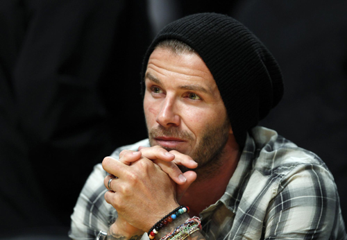 David Beckham and Charlize Theron at NBA Western Conference playoff series