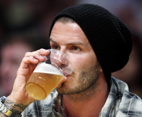 David Beckham and Charlize Theron at NBA Western Conference playoff series