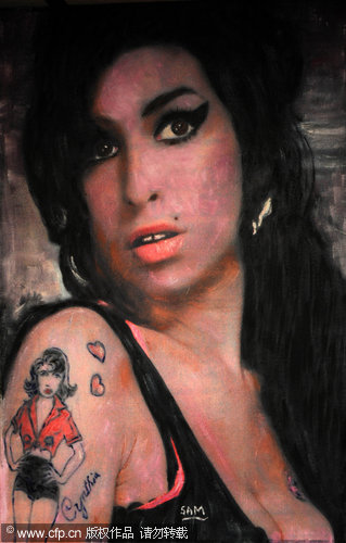 A series of paintings of Amy Winehouse