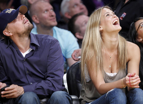 Leonardo DiCaprio and his girlfriend at NBA