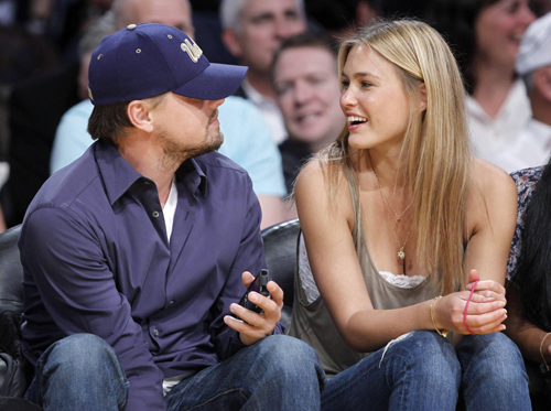 Leonardo DiCaprio and his girlfriend at NBA