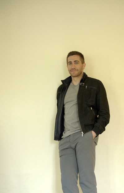 Jake Gyllenhaal poses for a photograph at his hotel