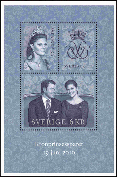 Sweden's Crown Princess Victoria and her fiance wedding postage stamps