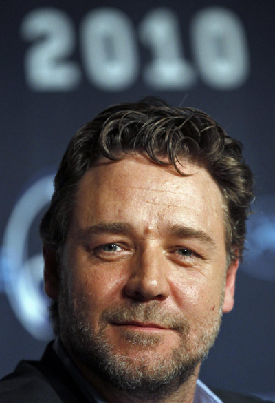 Russell Crowe and Cate Blanchett at news conference for 