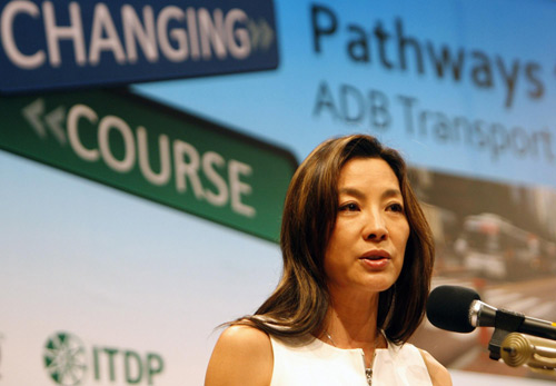 Michelle Yeoh at news conference on Pathways to Sustainable Transport forum