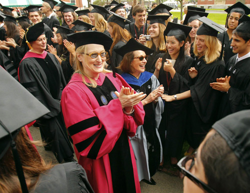 Meryl Streep accepts an honorary degree at Harvard Universities commencement in Cambridge