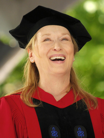 Meryl Streep accepts an honorary degree at Harvard Universities commencement in Cambridge