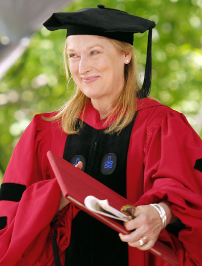 Meryl Streep accepts an honorary degree at Harvard Universities commencement in Cambridge