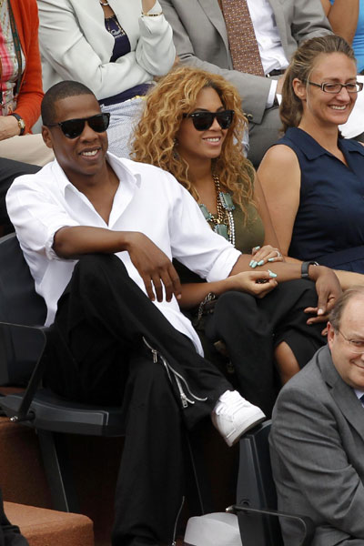 Jay-Z and Beyonce Knowles watch French Open tennis tournament