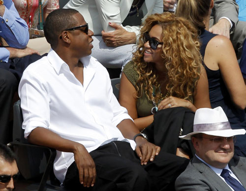 Jay-Z and Beyonce Knowles watch French Open tennis tournament