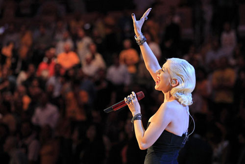 Christina Aguilera sings national anthem before Game 6 of 2010 NBA Finals