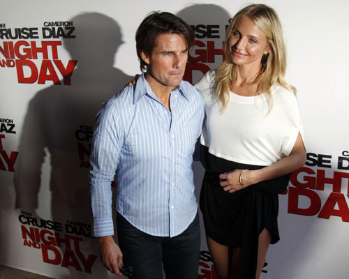 Tom Cruise and Cameron Diaz pose during a photocall for premiere of film 