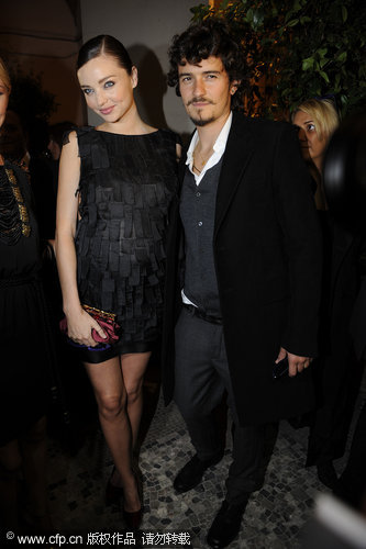 Orlando Bloom and Miranda Kerr in Milan for fashion week