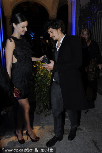 Orlando Bloom and Miranda Kerr in Milan for fashion week