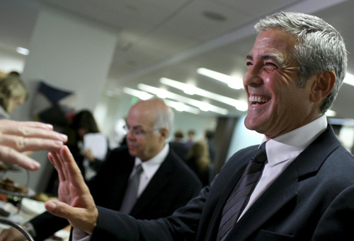 Actor George Clooney arrives for a meeting about Sudan