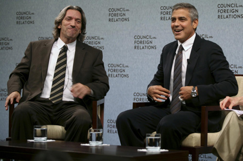 Actor George Clooney arrives for a meeting about Sudan