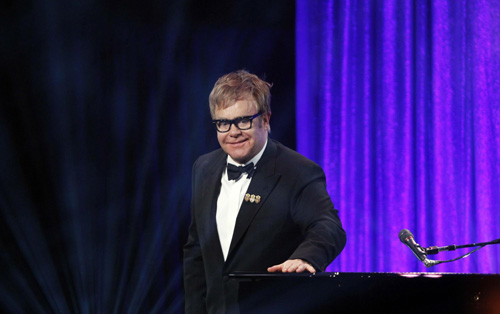 Elton John at a fund raising dinner for Elton John Aids Foundation