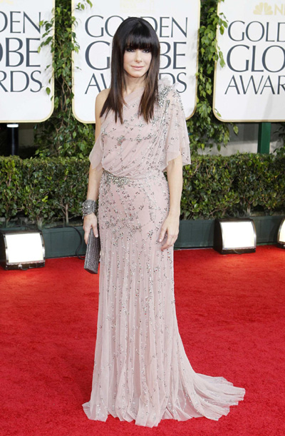 Sandra Bullock arrives at the 68th annual Golden Globe Awards