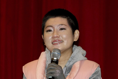 Selina Ren of popular girl band S.H.E. at a news conference in Taiwan