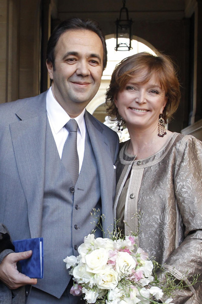 Claude Chirac and her husband at their civil wedding