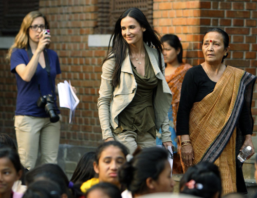 Demi Moore attends news conference in Kathmandu