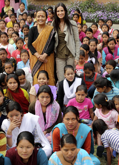 Demi Moore attends news conference in Kathmandu