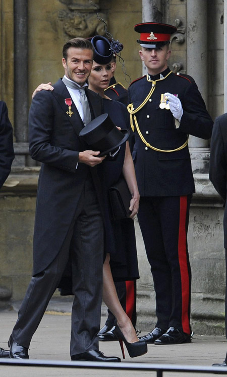Beckham and Victoria attend royal wedding in London