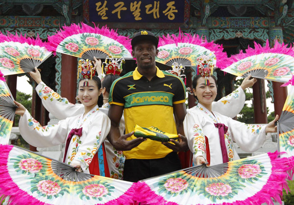 Jamaica poses wearing traditional Hanbok in Daegu