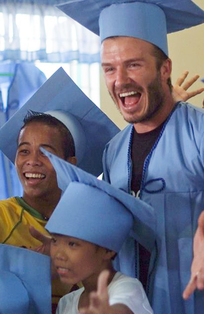 David Beckham meets street kids