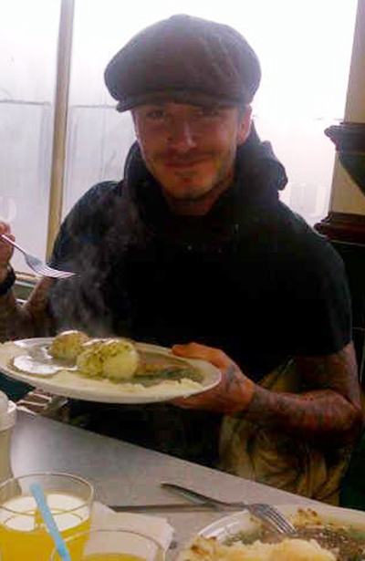 David Beckham enjoys festive pie