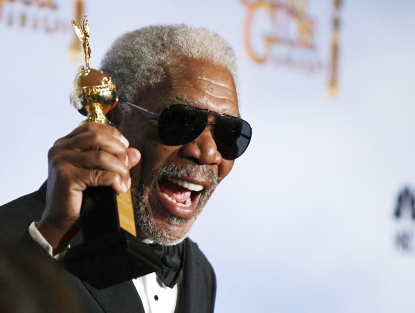 Morgan Freeman attends Golden Globe Awards