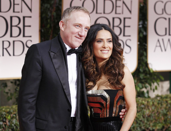 Salma Hayek attends Golden Globe Awards